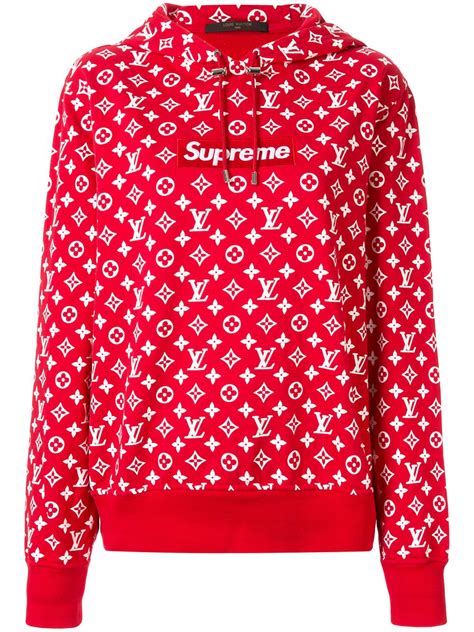 red louis vuitton supreme hoodie